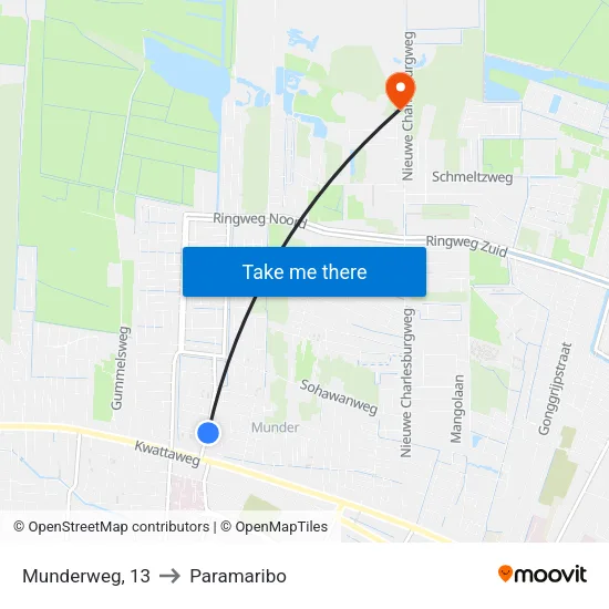 Munderweg, 13 to Paramaribo map