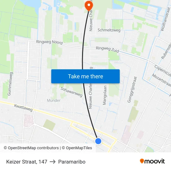Keizer Straat, 147 to Paramaribo map