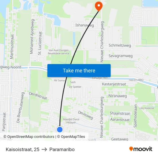 Kaisoistraat, 25 to Paramaribo map