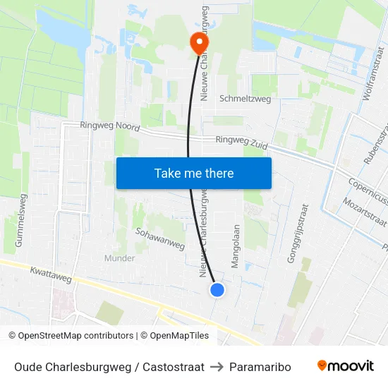 Oude Charlesburgweg / Castostraat to Paramaribo map