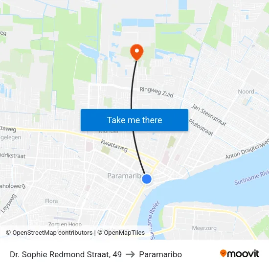 Dr. Sophie Redmond Straat, 49 to Paramaribo map