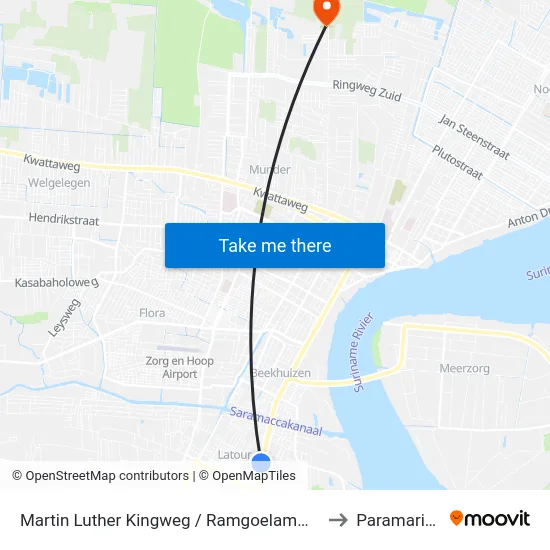 Martin Luther Kingweg / Ramgoelamweg to Paramaribo map