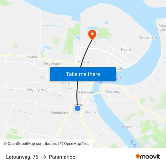 Latourweg, 76 to Paramaribo map