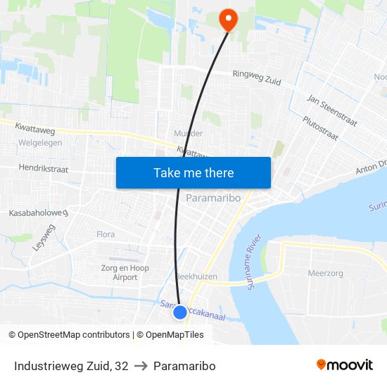 Industrieweg Zuid, 32 to Paramaribo map