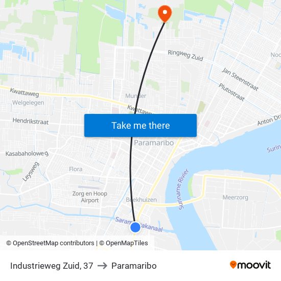 Industrieweg Zuid, 37 to Paramaribo map