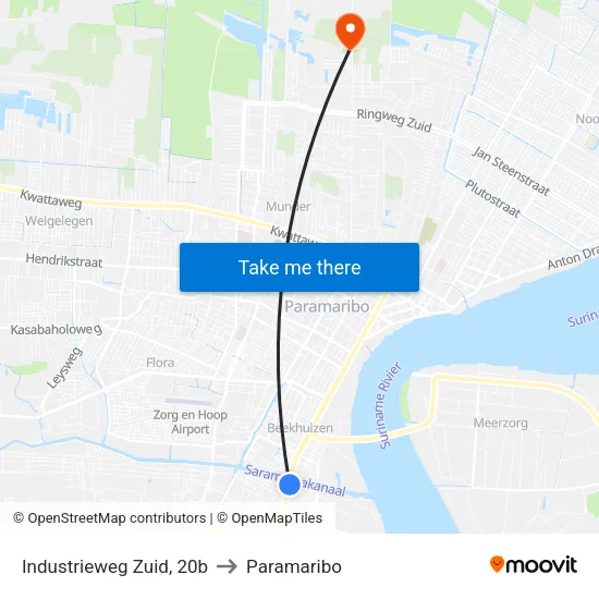 Industrieweg Zuid, 20b to Paramaribo map