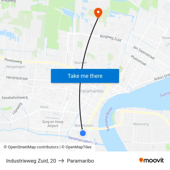 Industrieweg Zuid, 20 to Paramaribo map