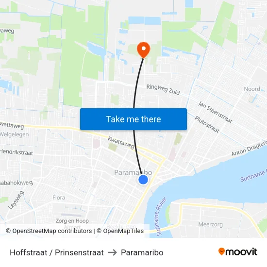 Hoffstraat / Prinsenstraat to Paramaribo map