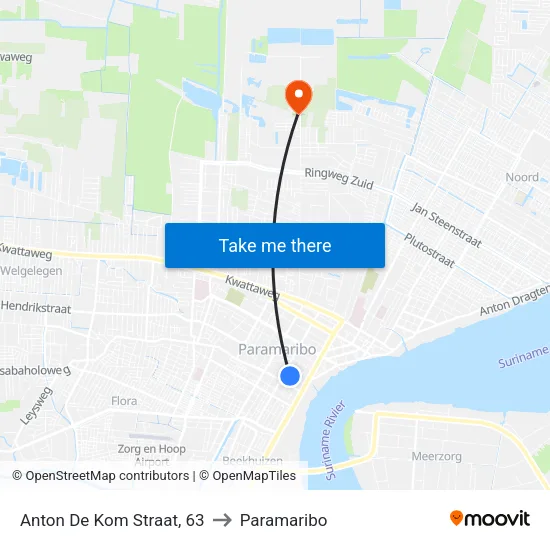 Anton De Kom Straat, 63 to Paramaribo map