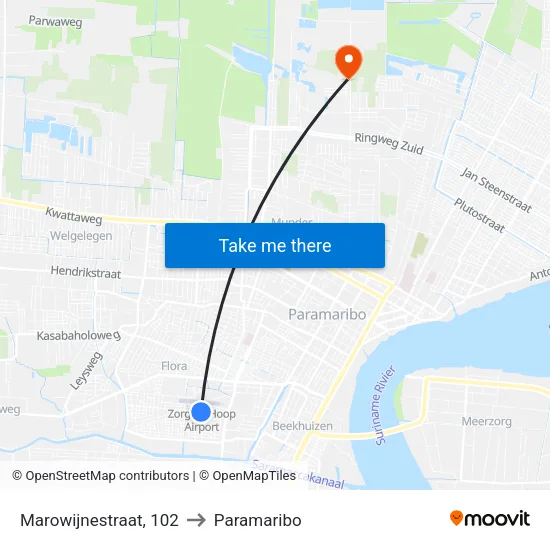 Marowijnestraat, 102 to Paramaribo map