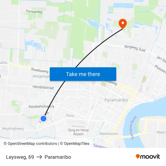 Leysweg, 69 to Paramaribo map
