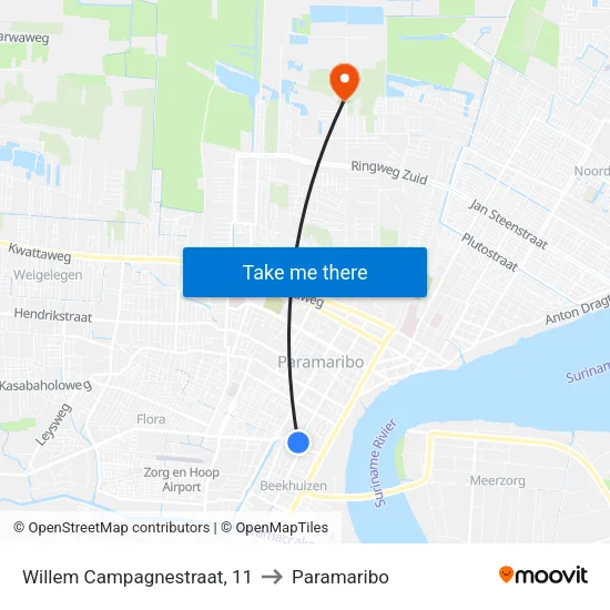 Willem Campagnestraat, 11 to Paramaribo map