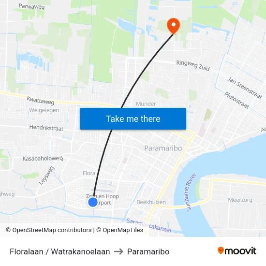 Floralaan / Watrakanoelaan to Paramaribo map