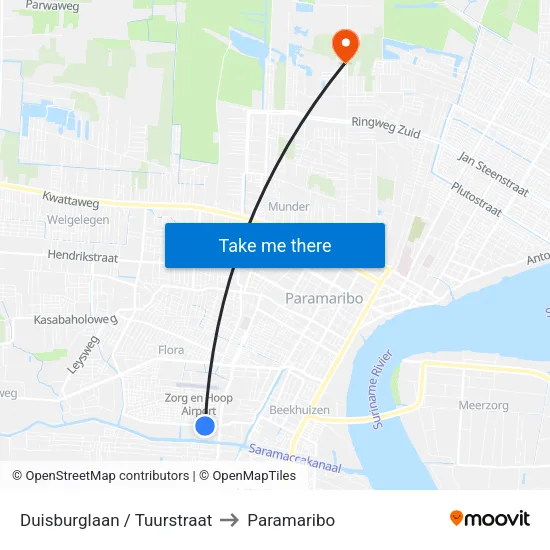 Duisburglaan / Tuurstraat to Paramaribo map