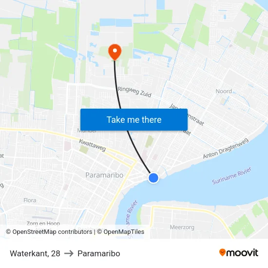 Waterkant, 28 to Paramaribo map