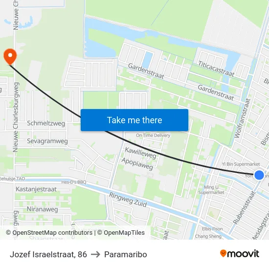 Jozef Israelstraat, 86 to Paramaribo map