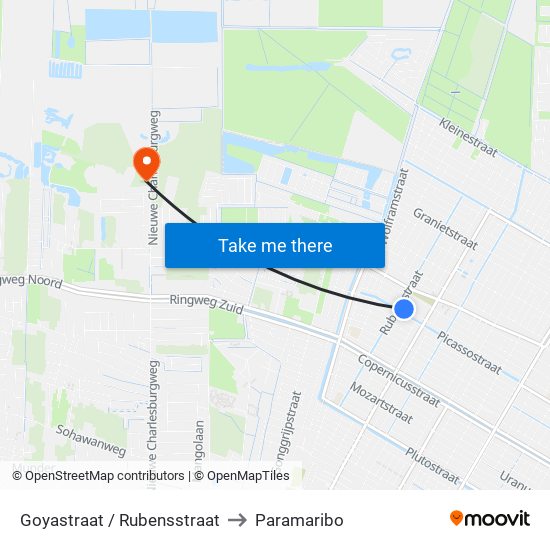 Goyastraat / Rubensstraat to Paramaribo map