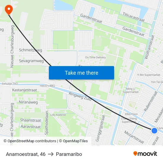 Anamoestraat, 46 to Paramaribo map