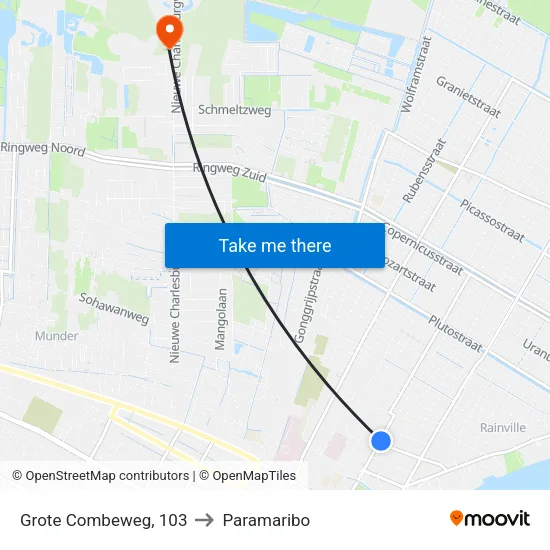 Grote Combeweg, 103 to Paramaribo map