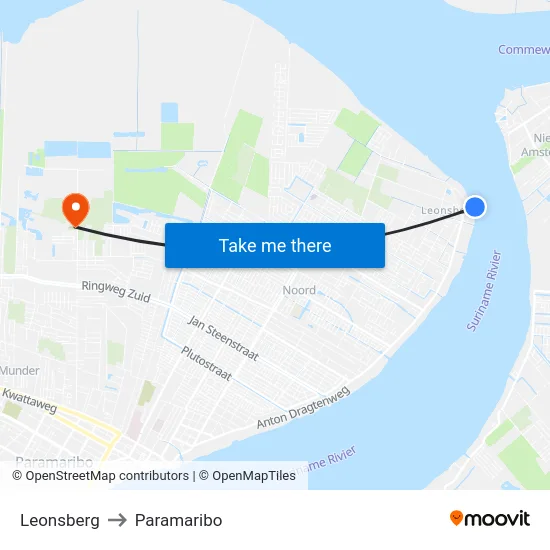 Leonsberg to Paramaribo map