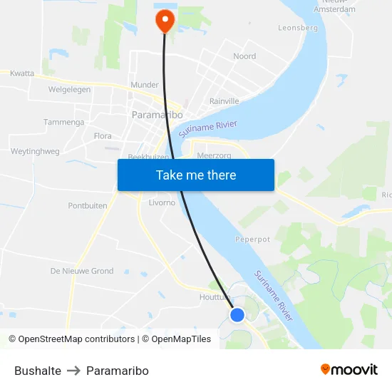 Bushalte to Paramaribo map