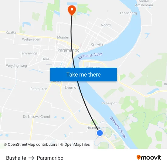 Bushalte to Paramaribo map