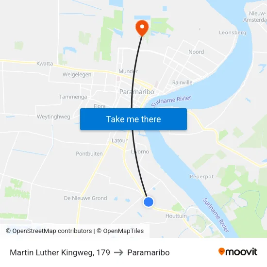Martin Luther Kingweg, 179 to Paramaribo map