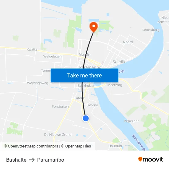 Bushalte to Paramaribo map