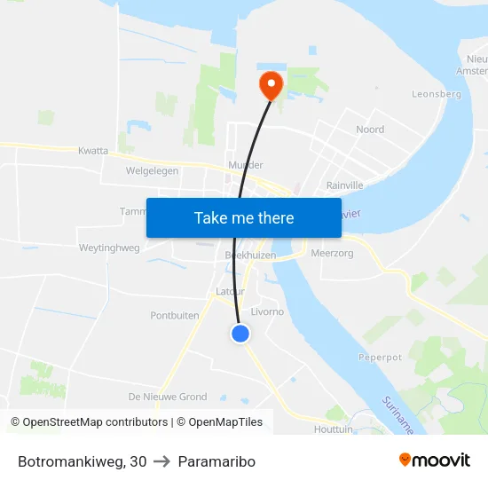 Botromankiweg, 30 to Paramaribo map