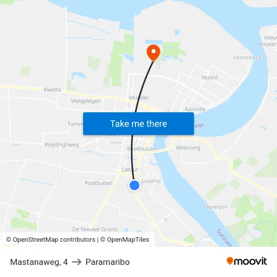 Mastanaweg, 4 to Paramaribo map