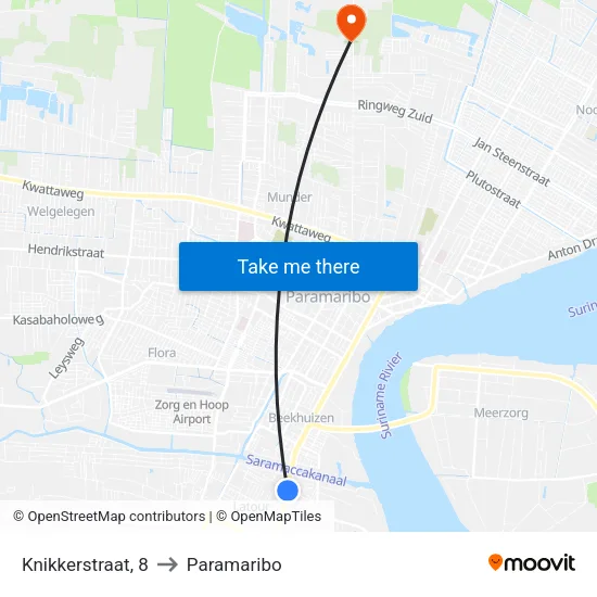 Knikkerstraat, 8 to Paramaribo map