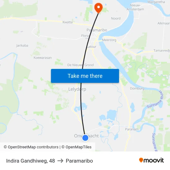 Indira Gandhiweg, 48 to Paramaribo map