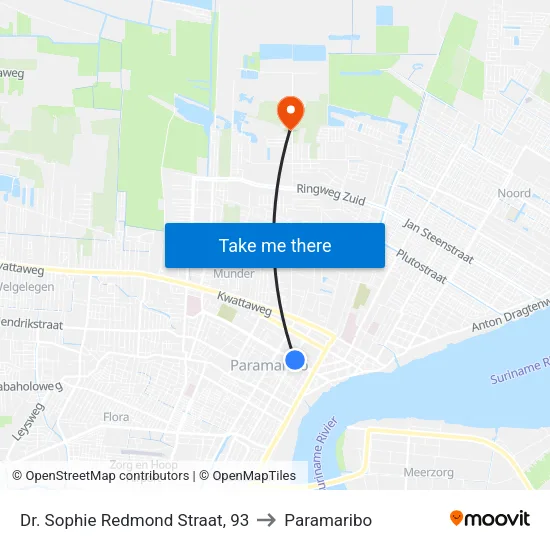 Dr. Sophie Redmond Straat, 93 to Paramaribo map
