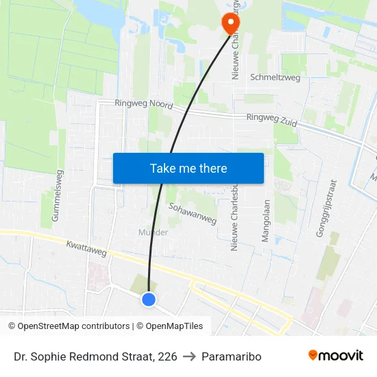 Dr. Sophie Redmond Straat, 226 to Paramaribo map