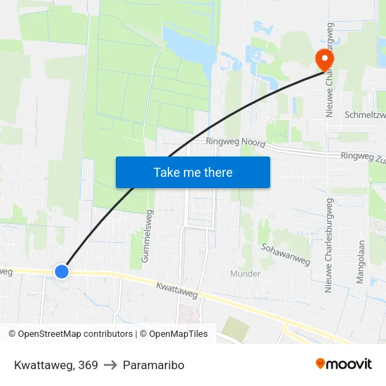 Kwattaweg, 369 to Paramaribo map