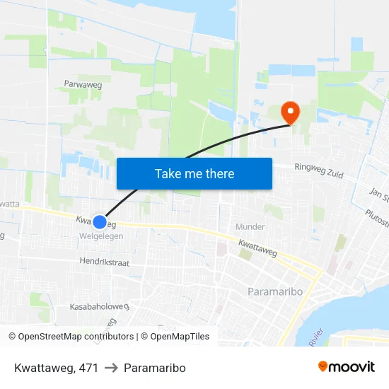 Kwattaweg, 471 to Paramaribo map