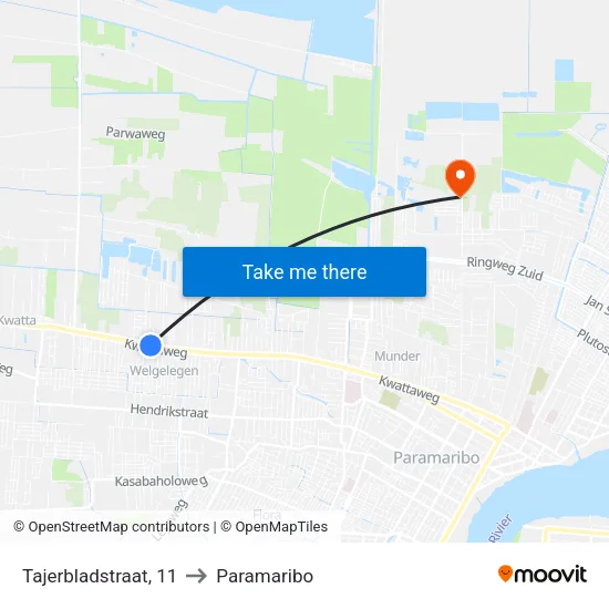Tajerbladstraat, 11 to Paramaribo map