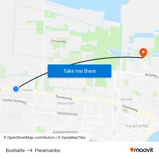 Bushalte to Paramaribo map