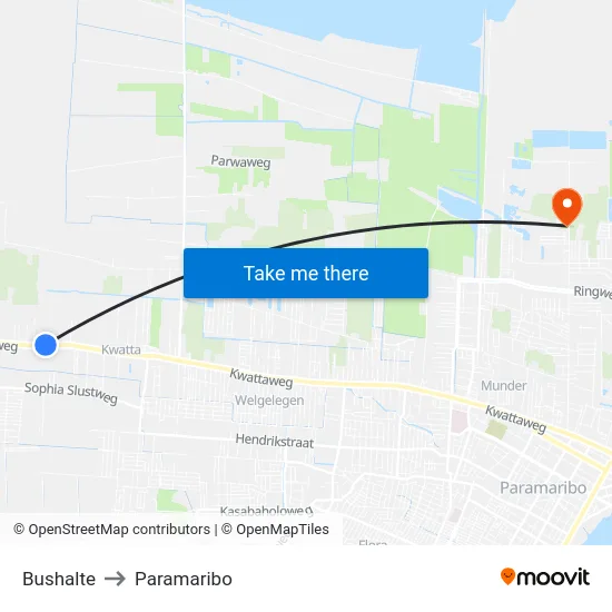 Bushalte to Paramaribo map