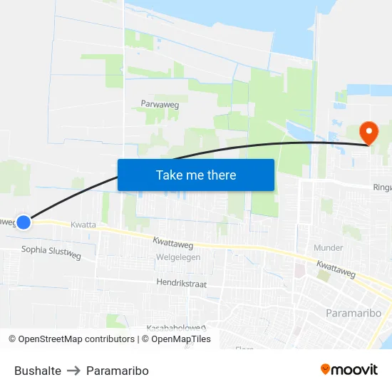 Bushalte to Paramaribo map