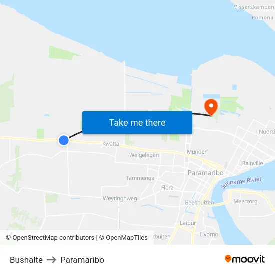 Bushalte to Paramaribo map