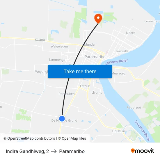 Indira Gandhiweg, 2 to Paramaribo map