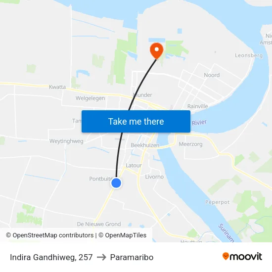 Indira Gandhiweg, 257 to Paramaribo map