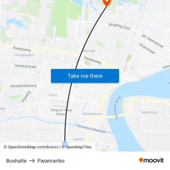 Bushalte to Paramaribo map