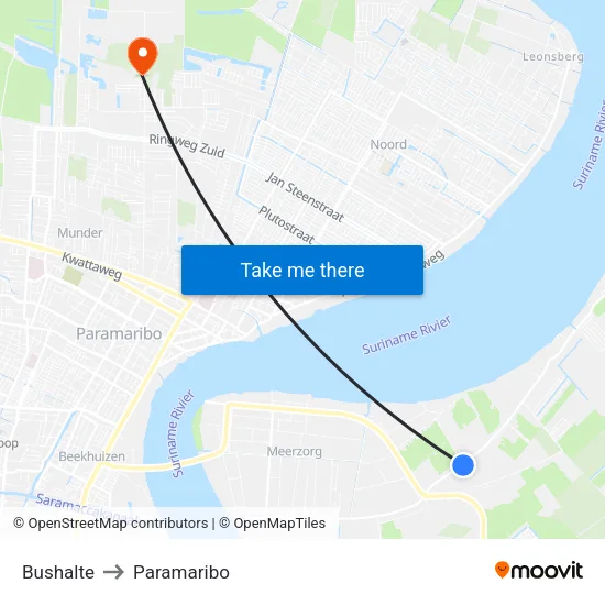 Bushalte to Paramaribo map