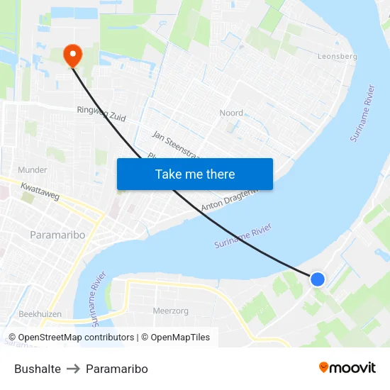 Bushalte to Paramaribo map