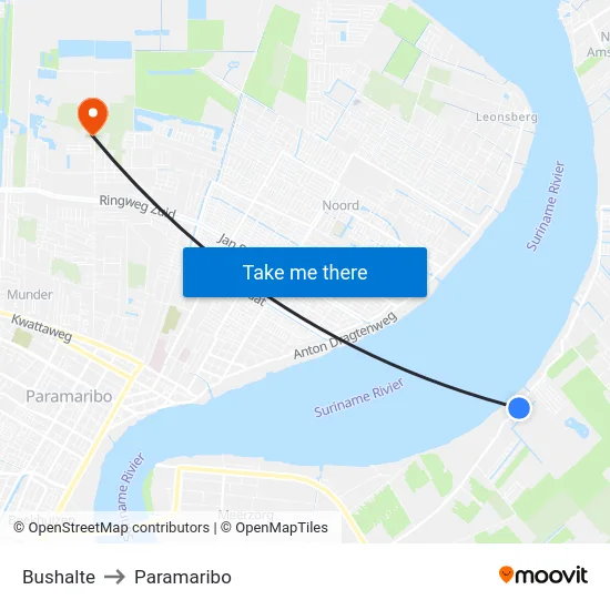 Bushalte to Paramaribo map