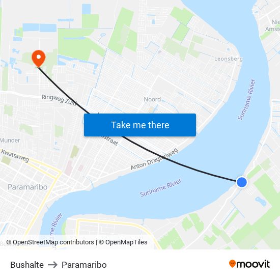 Bushalte to Paramaribo map