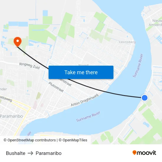Bushalte to Paramaribo map