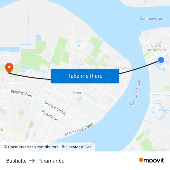 Bushalte to Paramaribo map